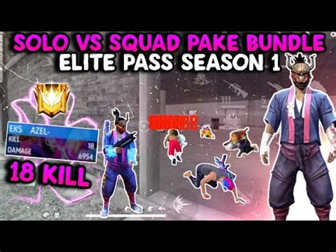 SOLO VS SQUAD FF BAR BAR PAKE BUNDLE ELITE PASS SEASON 1 FREE FIRE