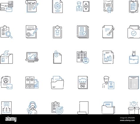 Paperwork Handling Line Icons Collection Filing Organization Sorting