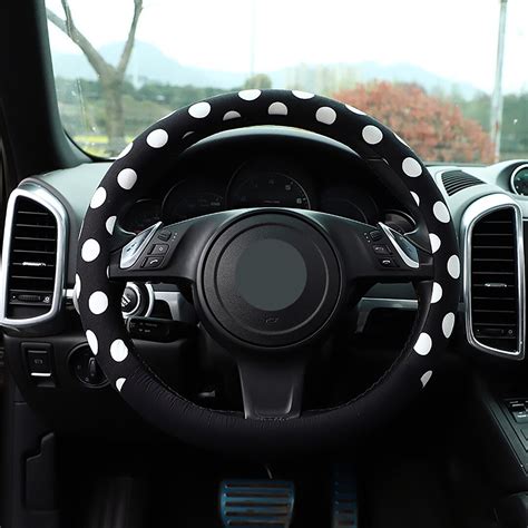 Fashion Plush Black And White Dots Steering Wheel Cover Non Etsy