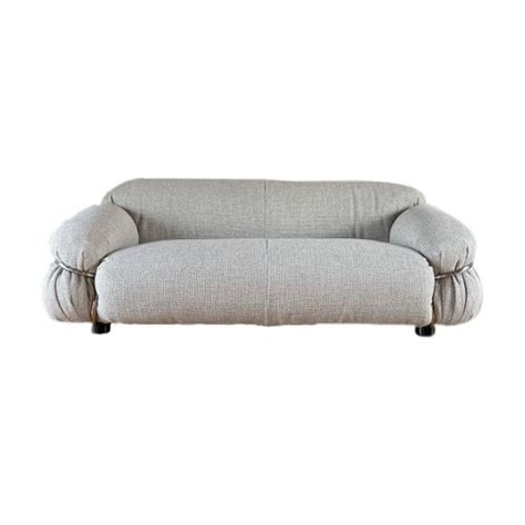 Cremefarbenes Bouclé Sesann 2 Sitzer Sofa von Gianfranco Frattini für