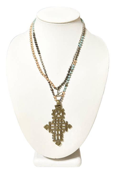 Ethiopian Coptic Christian Cross African Pendant Neck Gem