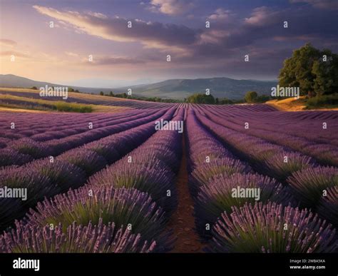 Lavender Fields At Sunset Provence France A Breathtaking Sight That