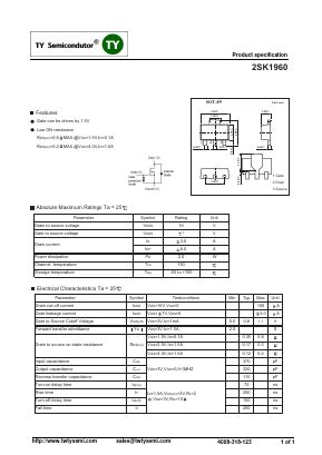 K1960 Datasheet PDF TY Semiconductor