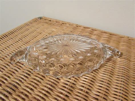 Vintage Glass Relish Dish Clear Cut Glass Serving Tray Etsy