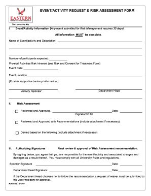 Fillable Online Access Ewu Event And Activity Forms EWU Access Home