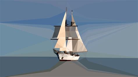 Wallpaper Digital Art Boat Sailing Ship Sea 3d Minimalism Sky