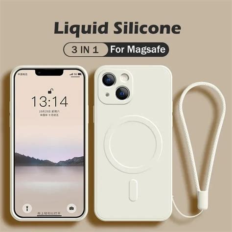 Coque De Charge Magn Tique Sans Fil Magsafe Coque En Silicone Liquide