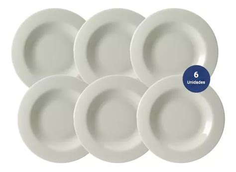 Juego Set X 6 Plato Hondo Porcelana Corona Americana 23 Cm