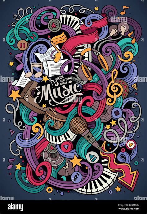 Cartoon Hand Drawn Doodles Musical Illustration Stock Vector Image