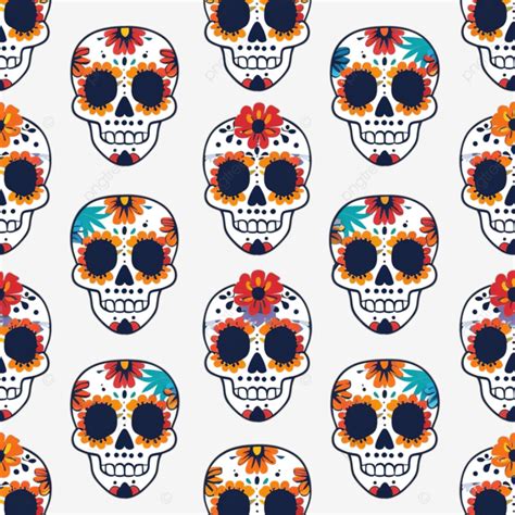 Dia De Los Muertos Calavera Calavera De Azúcar Diseño De Patrones Sin