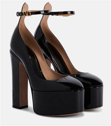 Tan Go 155 Leather Platform Pumps In Black Valentino Garavani Mytheresa