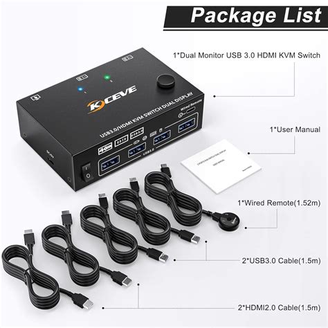 2 Port Dual Monitor 4k60hz Hdmihdmi Usb30 Kvm Switch Mit