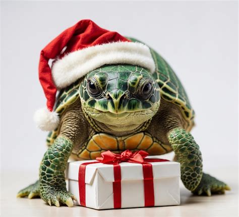 Premium Photo Turtle In Hat With T Box On White Background