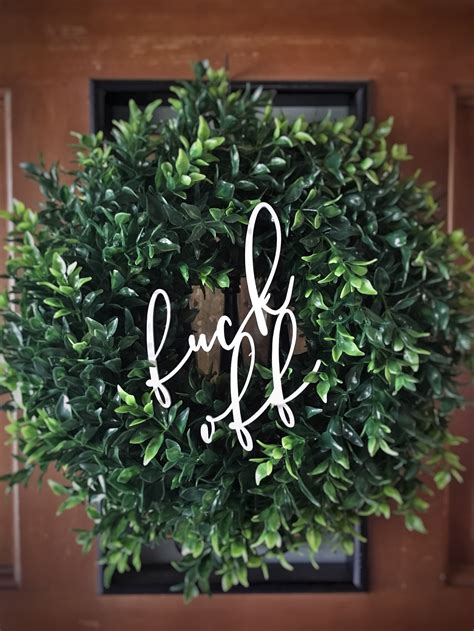 Fuck Off Wood Door Hanger Wreath Accessory Decor Funny Cutout Words 3D Quote Wreath Addition