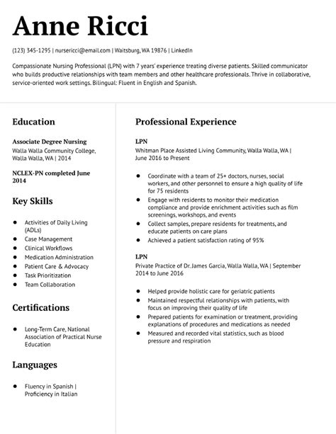 Licensed Practical Nurse Lpn Resume Templates And Examples For 2024