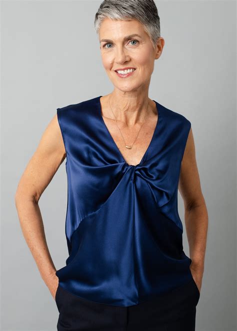 Navy Silk Camisole Top Dara Ford