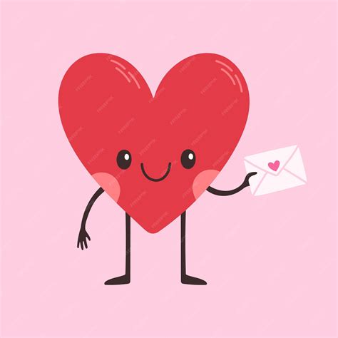 Premium Vector Cartoon Heart Character Cute Love Symbol With Face