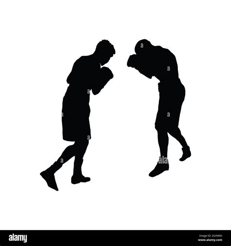 Boxing Silhouette Black On White Vector Illustration Stock Photo Alamy
