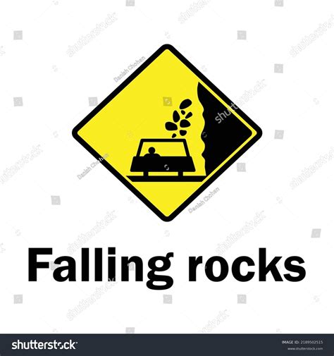 Falling Rocks Sign Traffic Signs Symbols Stock Vector Royalty Free