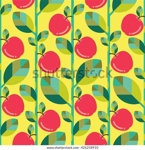 Seamless Red Apple Pattern Fruit Vector Stock Vector Royalty Free