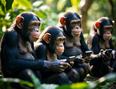Chimp on phone scrolling through Instagram amazes viewers while ...