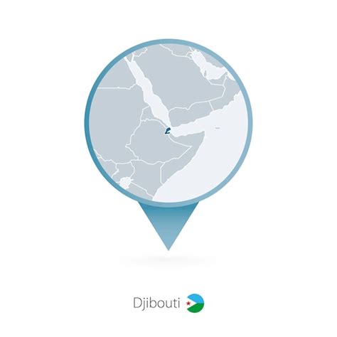 Premium Vector Map Pin With Detailed Map Of Djibouti And Neighboring