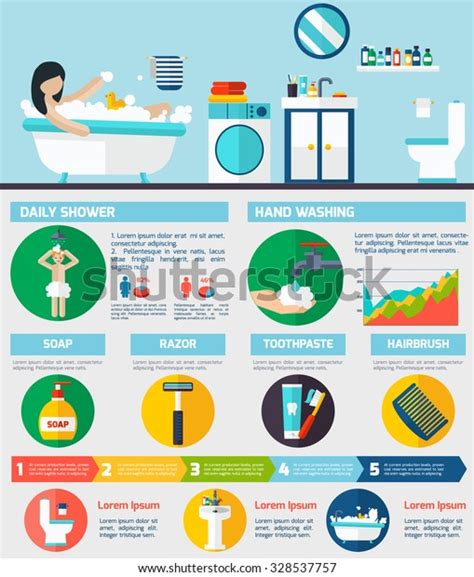 Daily Morning Shower Personal Hygiene Procedures Stock Vector (Royalty ...