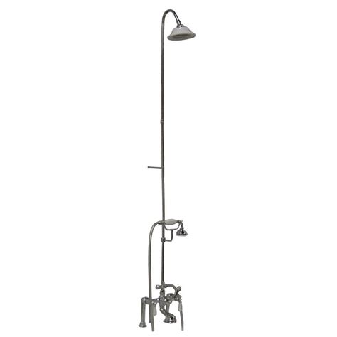 Barclay Products 3 Handle Claw Foot Tub Faucet With Riser Hand Shower And Showerhead In Chrome