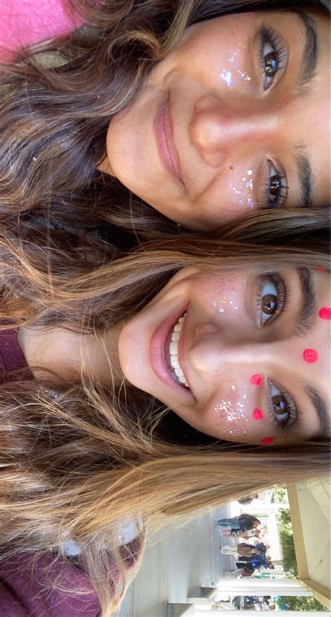 Glittery Spirit Week Outfits Football Face Paint Pink Out