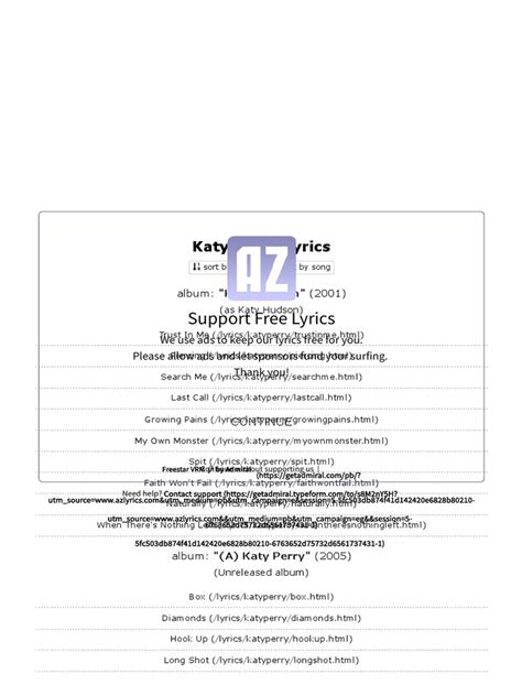 Katy Perry Lyrics | PDF | Pop Music | Songs Written