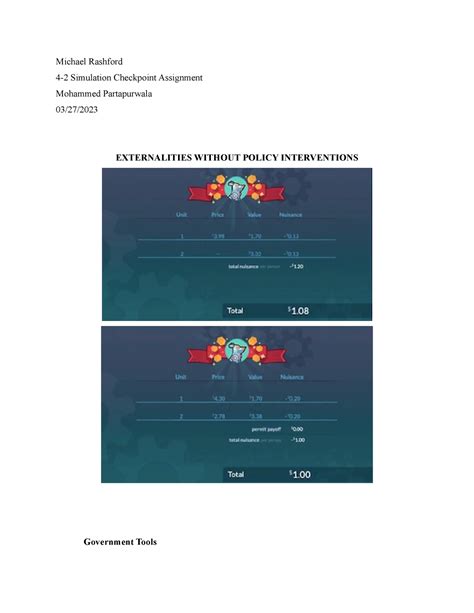 Simulation Checkpoint Assignment Michael Rashford Simulation