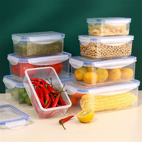 Kitchen Refrigerator Rectangular Crisper Microwave Heat Resistant Plastic Lunch Box Food Lunch