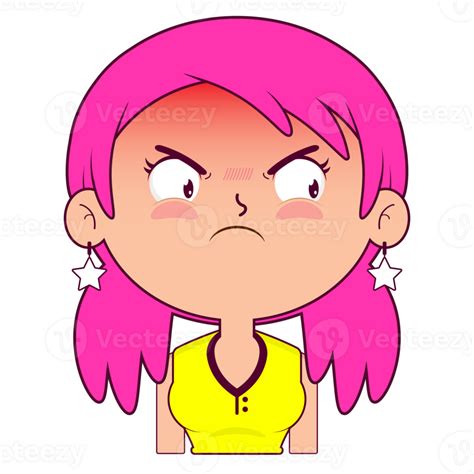 girl angry face cartoon cute 23360295 PNG