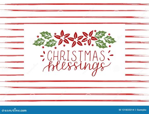 Christmas Blessings Holiday Hand Written Lettering Phrase Cartoon