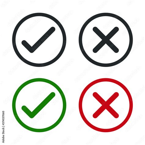 Check Mark Vector Icon Set Right And Wrong Symbol Approved And Denied