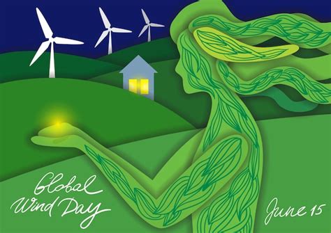 Premium Vector Global Wind Day Vector Illustration With Wind