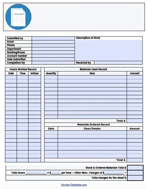 Work Order Template Invoice Manager For Excel Riset