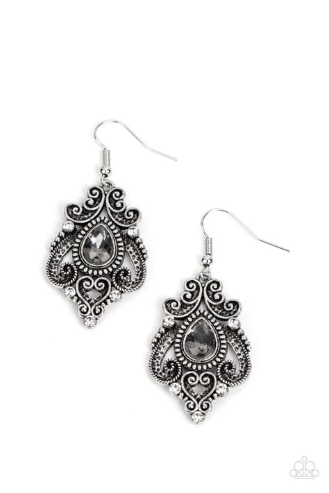 Palace Perfection Silver Earrings Paparazzi Accessories Bedazzle