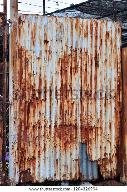 Old Rusty Galvanized Corrugated Iron Siding Stock Photo