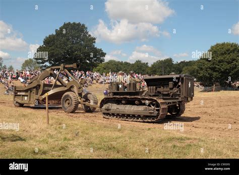 Us Corps Of Engineers Wwii Caterpillar Pulling An Earth Scraper On