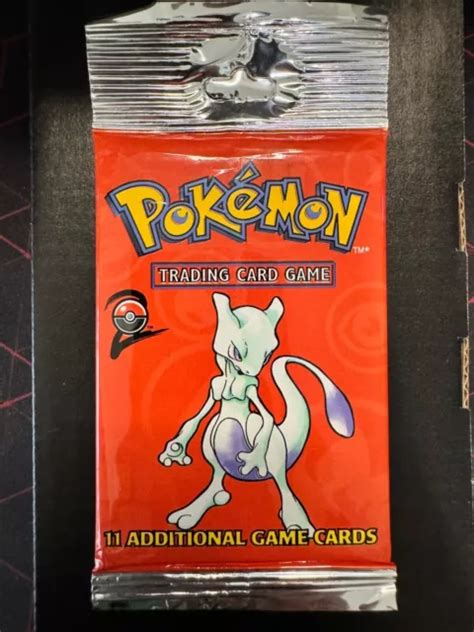 Pokemon Base Set Booster Pack Sealed Mewtwo Artwork Long Crimp Wotc