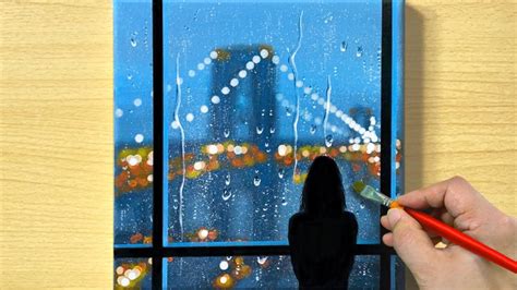 Rainy Window Painting Acrylic Painting Step By Step 237 비내리는 창가