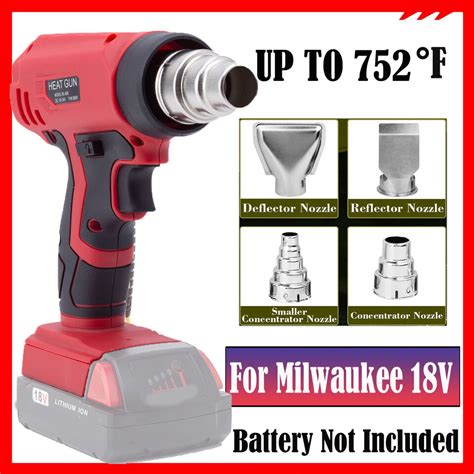 360w Heat Gun For Milwaukee 18v Battery Hot Air Gun Kit W 4 Nozzles No Battery Ebay