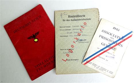 Lot de documents d un prisonnier de guerre français en allemagne 1943 1945