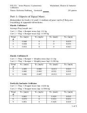 Collisions Worksheet Docx Ps L Intro Physics I Laboratory