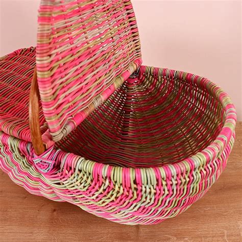 Rattan Kapakl Renkli Piknik Sepeti X X Xl Mylamp