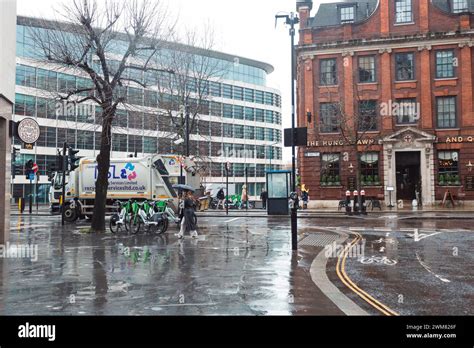 Travel And Weather London Britain City Streets In The Rain With
