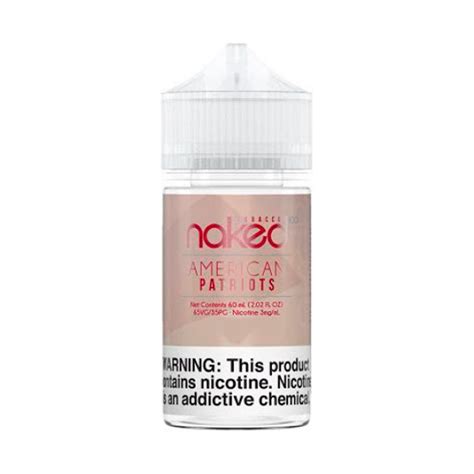 Líquido para Vape Naked 100 Tabacco American Patriots 3mg 60ml