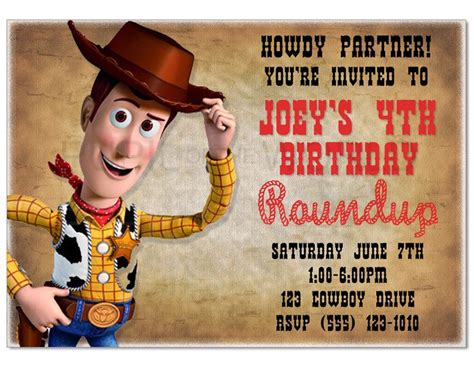 Toy Story Woody Birthday Party Invitation By Pupiloftheworld 1000