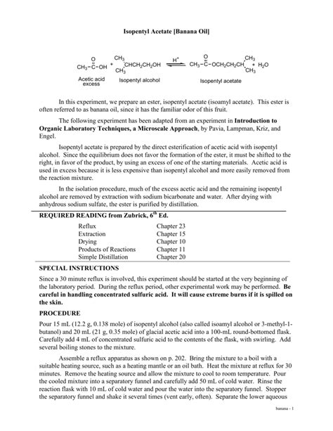 Synthesis Of Isopentyl Acetate Banana Oil Lab Report Banana Poster